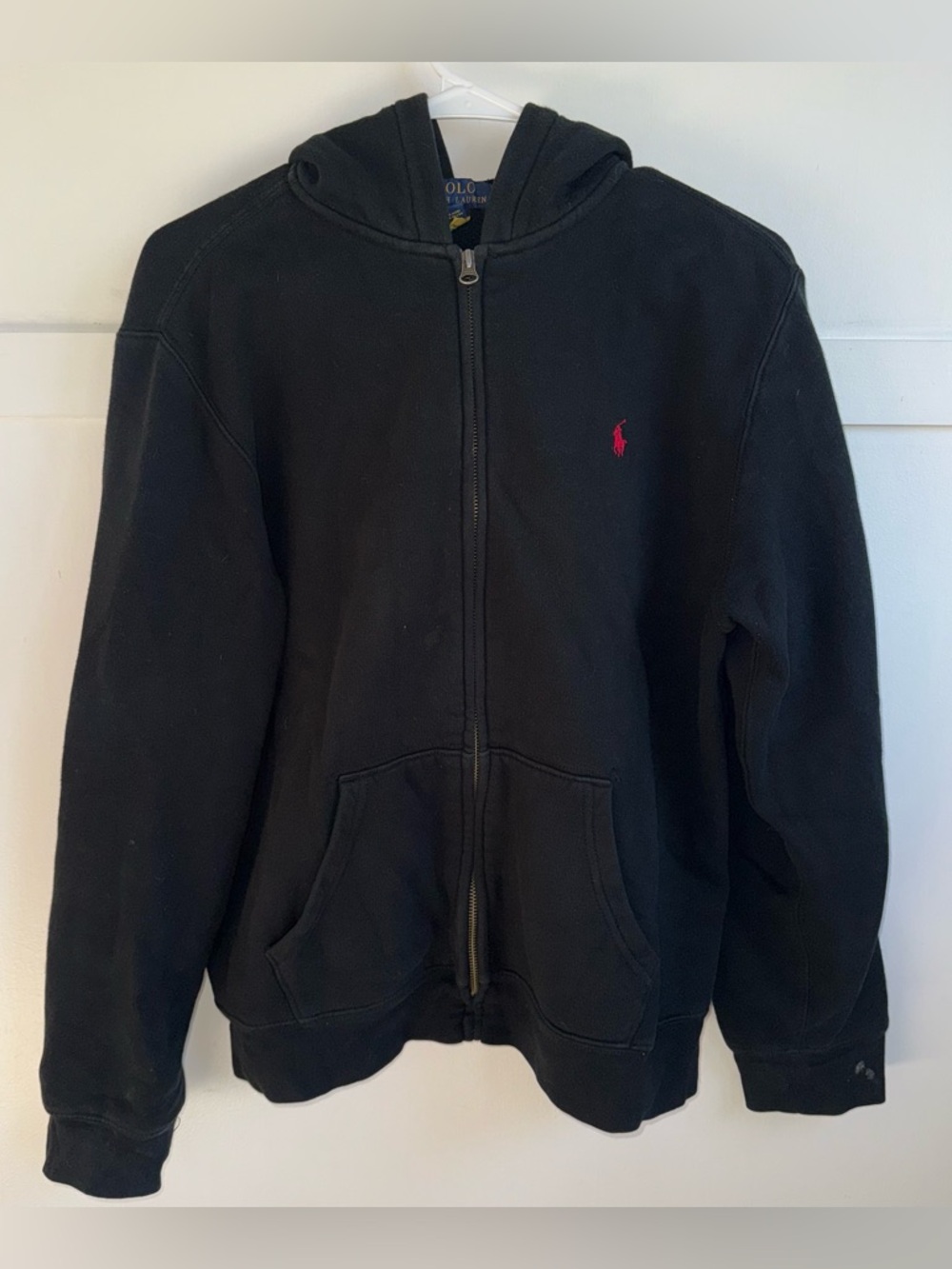 Polo by Ralph Lauren Kids Black Full Zip Red Pony Sweatshirt Fleece Youth XL